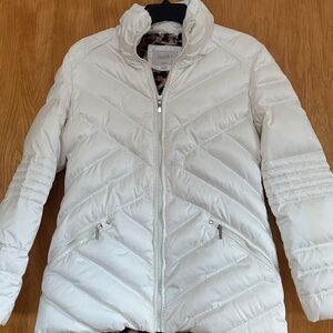 Laundry by Shelli Segal Down Puffer Coat White w/ Leopard Lining sz M
